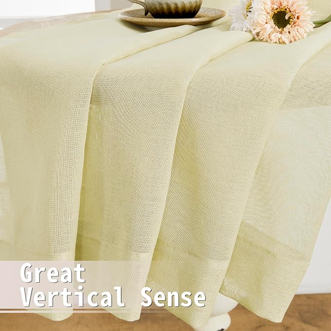 Tollpiz Short Sheer Door Curtains Closet Linen Textured Curtains Sheer Doorway - Image 6