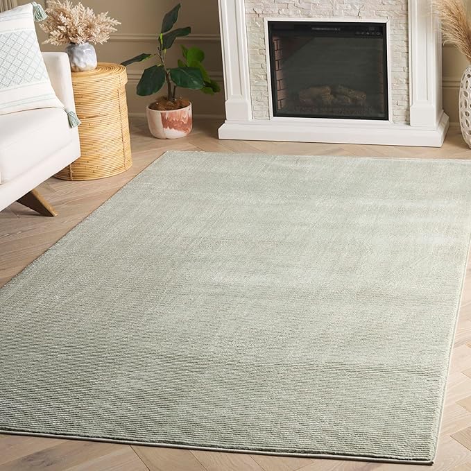SAFAVIEH Revive Collection Area Rug - 4' x 6', Sage, Transitional Design, Stain Resistant, Ideal for High Traffic Areas in Living Room, Bedroom & Dining Room (REV102W-4)