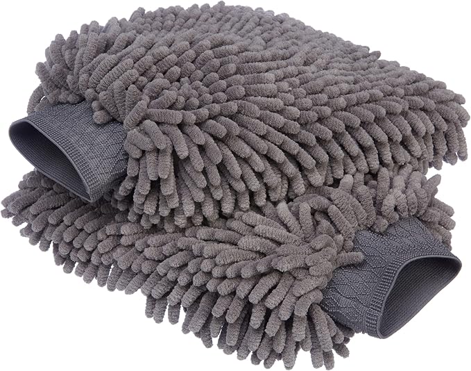 Amazon Basics Absorbent Microfiber Car Wash Drying Mitts, 2 Pack, 10.44" L x - Image 2
