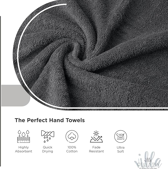 100% Cotton Hand Towel Set of 2, Sustainable, Highly Absorbent, Quick Drying - Image 3