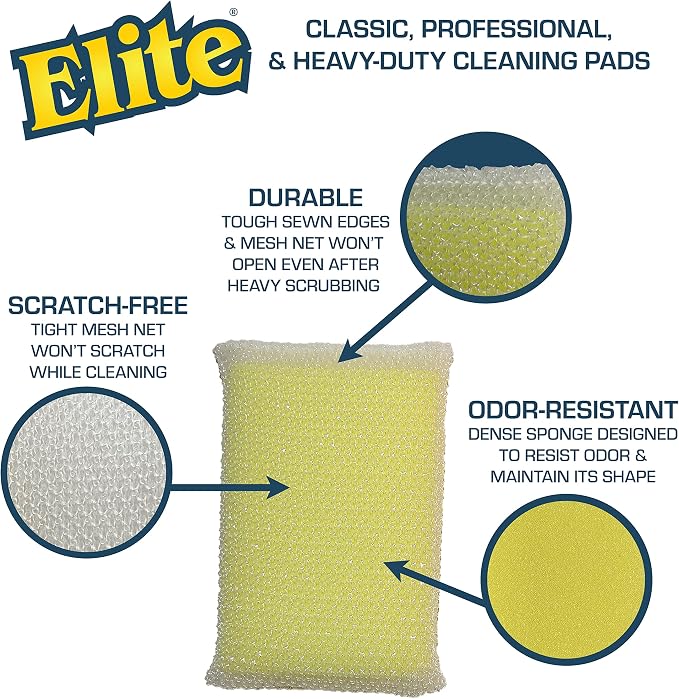 Elite HD All Purpose Cleaning Pad, 2 Pack, Non Scratch, Dish Sponge, Made in - Image 3