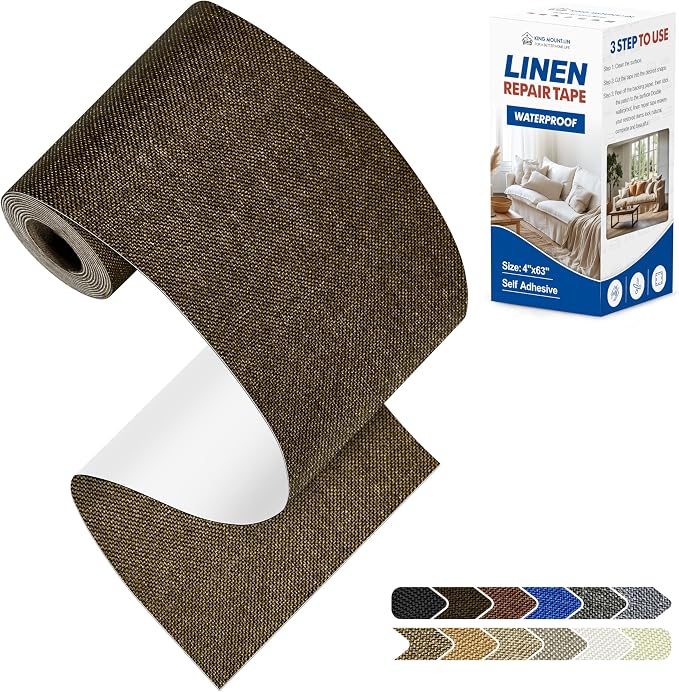 KING MOUNTAIN Linen Repair Patches, Self-Adhesive Fabric Patches, 4 X 63 inch by ForABetterHomeLife