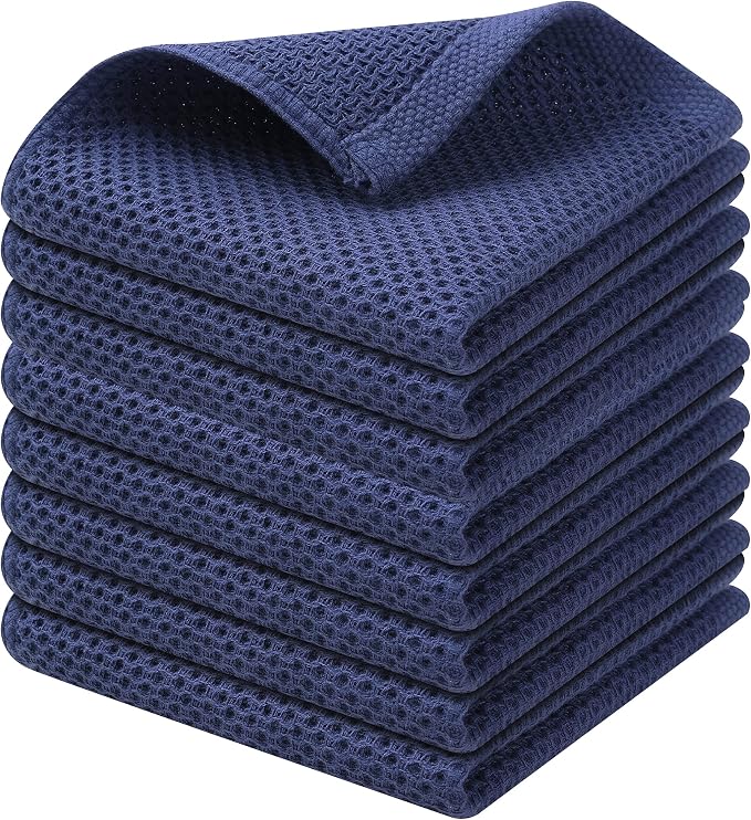 Kitinjoy 100% Cotton Kitchen Dish Cloths, 8 Pack Waffle Weave Ultra Soft by Kitinjoy