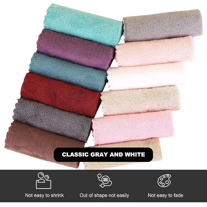 MOONQUEEN Microfiber Facial Cloths Fast Drying Washcloth 12 Pack - Image 3