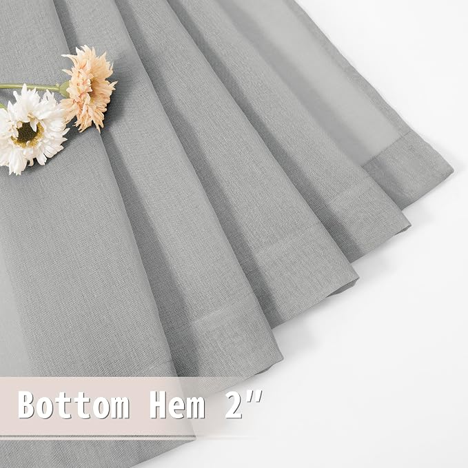 Tollpiz Small Sheer Door Curtain Closet Linen Textured Curtain Sheers Doorway - Image 7