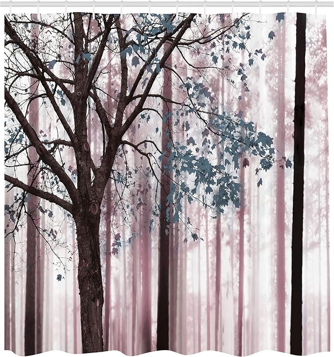 Ambesonne Autumn Shower Curtain, Rustic Fall Country Themed Tree Leaves on an - Image 2