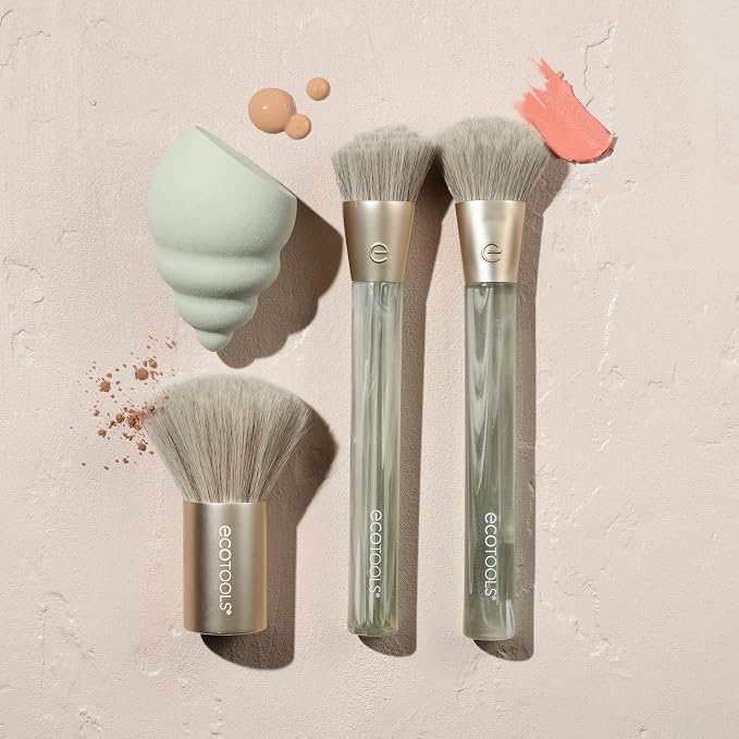 EcoTools Sea Gems Face Makeup Brush & Sponge 4 Piece Set, Eco-Friendly Makeup - Image 7