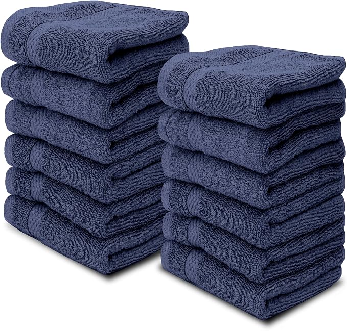 White Classic Luxury Cotton Washcloths 13x13 Inch by WhiteClassic