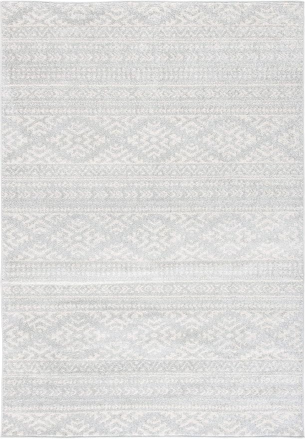 SAFAVIEH Tulum Collection Accent Rug - 2' x 5', Light Grey & Ivory, Moroccan Boho Tribal Design, Non-Shedding & Easy to Clean, Ideal for Front Door, Kitchen, Entryway, Foyer (TUL272F)