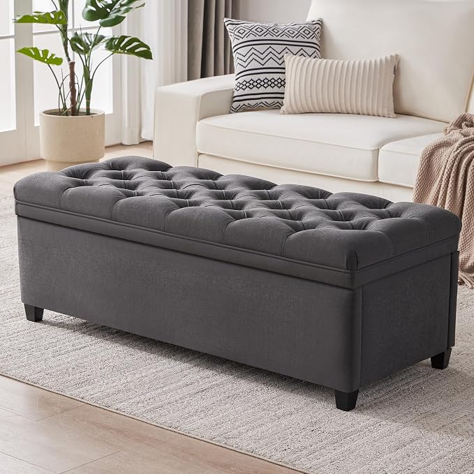 50" Storage Ottoman Bench, Tufted Ottoman by Mangodan