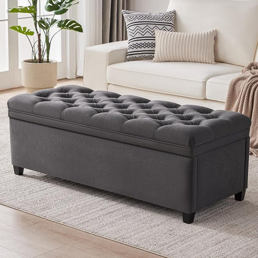 50" Storage Ottoman Bench, Tufted Ottoman by Mangodan