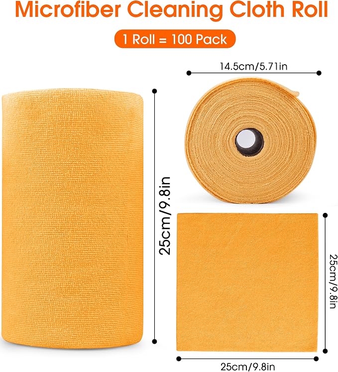 Microfiber Cleaning Cloth Roll–100 Pack, Tear Away Microfiber Towels, - Image 8