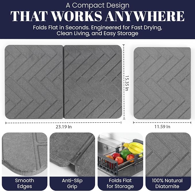 Large Folding Stone Dish Drying Mat - Image 4