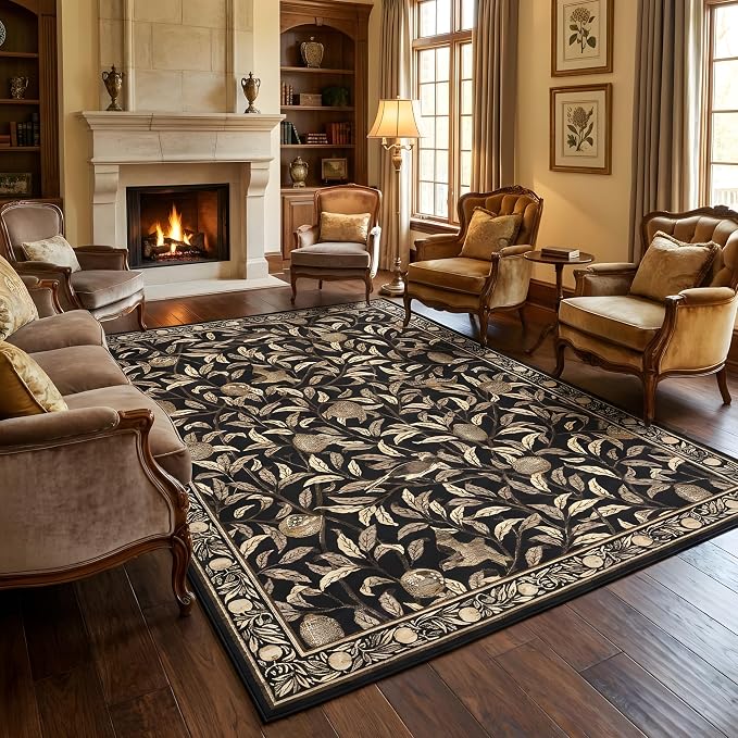 GarveeHome Boho Leaf Rugs for Bedroom, 5x7 Area Rugs for Living Room by GarveeHome