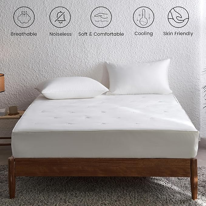 Simple&Opulence Cooling Quilted Mattress Pad – Fitted Sheet Mattress Protector Cover with Elastic Corners, Soft & Breathable, 16 Inch Deep Pocket (Cream Khaki,Full)