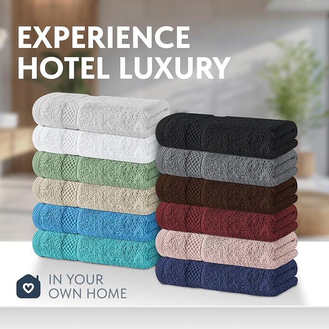 White Classic Luxury Cotton Washcloths 13x13 Inch - Image 2