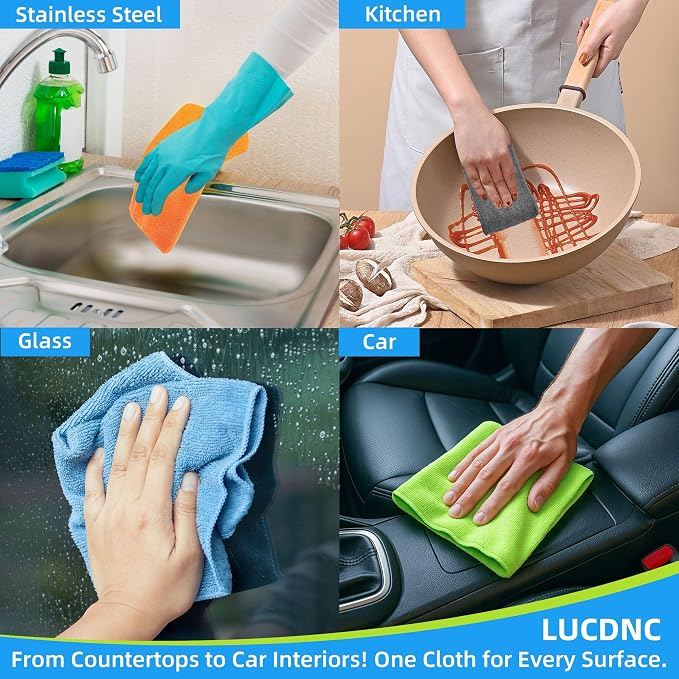 Microfiber Cleaning Cloths 16 Pack 8 Color Cleaning Rags - Image 4