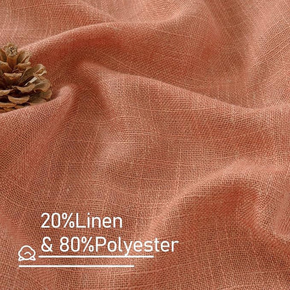 LAMIT Terracotta 72 inch Linen Curtains for Living Room 2 Panels, Linen Textured Light Filtering Semi Sheer Back Tab and Rod Pocket Window Curtain Panels for Bedroom/Farmhouse, 52 x 72 Inch
