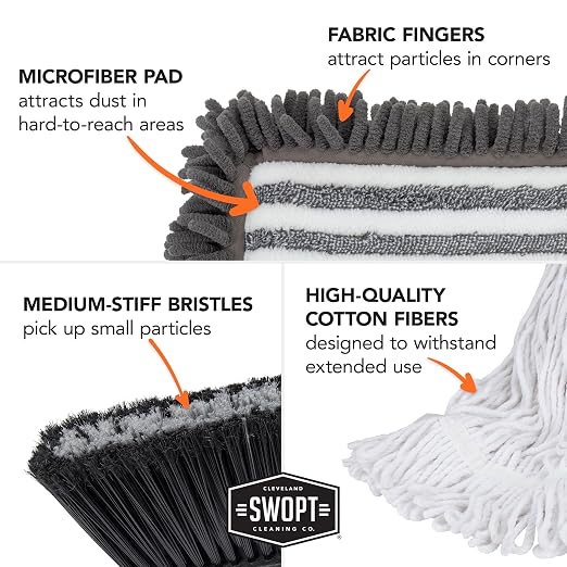 SWOPT Indoor Kit — Includes 18” Dust Mop, Cotton Mop, Angle Broom, 48” and 60” - Image 7