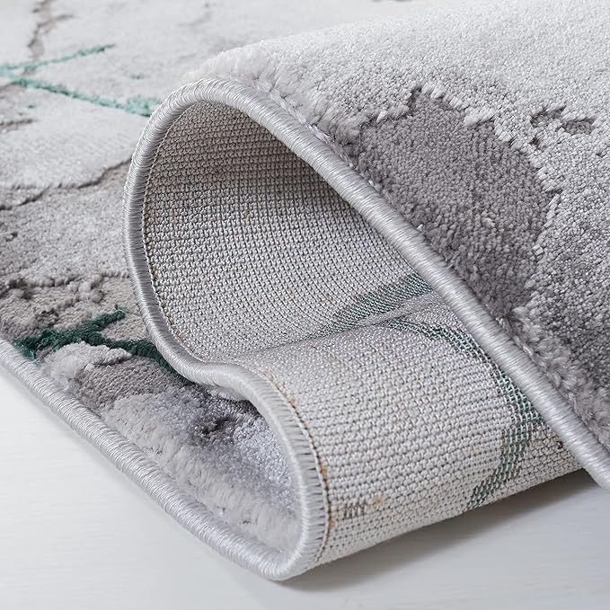 SAFAVIEH Craft Collection Accent Rug - 2' x 3', Grey & Green, Contemporary Design, Stain Resistant, Ideal for High Traffic Areas in Hallway, Bathroom & Home Office (CFT877Y-2)