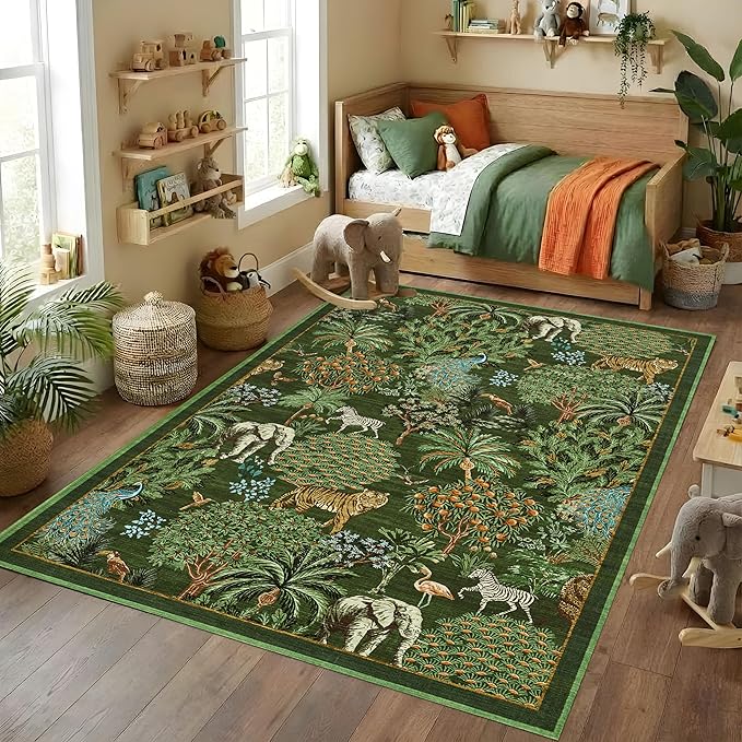 GarveeHome Jungle Animal Print Rug 3x5 Washable Area Rugs - Image 2