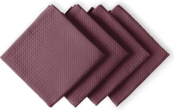 Burgundy Wine Waffle Kitchen Towels, 16x26 Inches, and Durable, 100% Cotton by HOUSEOFORLO
