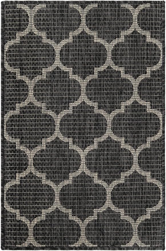 Unique Loom Outdoor Trellis Collection Area Rug - Trellis (Rectangular 2' 0" x 3' 1", Black/ Ivory)