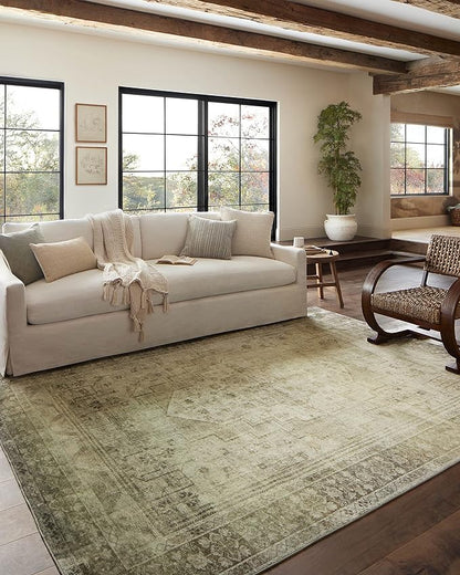 Loloi Magnolia Home by Joanna Gaines Banks Collection BAN-06 Natural/Granite 3'-6" x 5'-6" .13" Pile Height, Machine Washable, Accent Rug