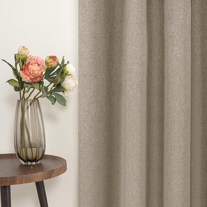 YoungsTex Taupe Burlap Linen Blackout Curtains - Image 7