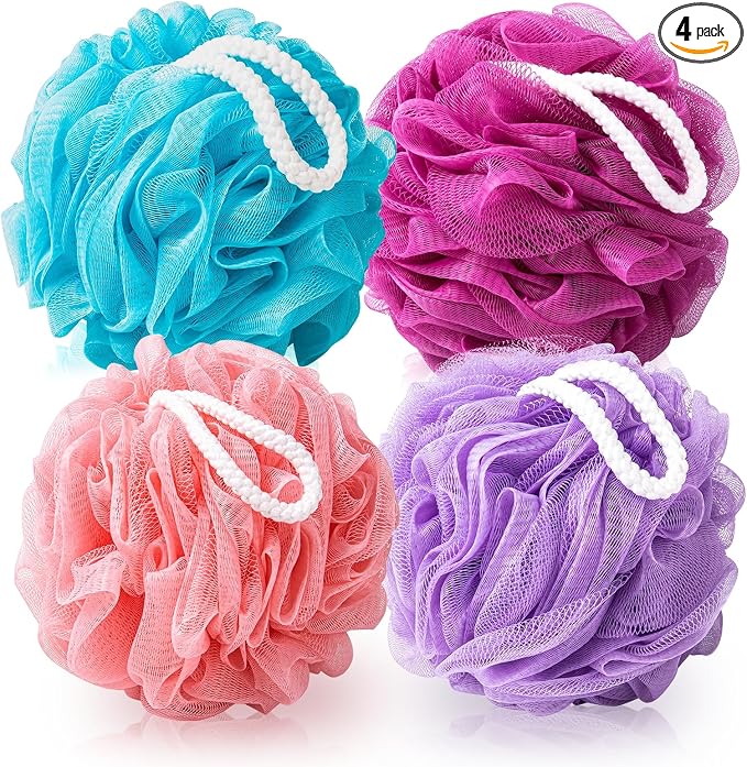 Loofah for Women 75g 4 Pack, Bath Sponge Soft Mesh Shower Puff Loofah Sponge by MTDLYICE
