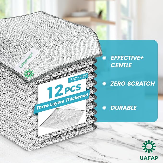 12 PCS Non Scratch Wire Dishcloth, Cleans Fast Without Scratching, Stands Up to - Image 8