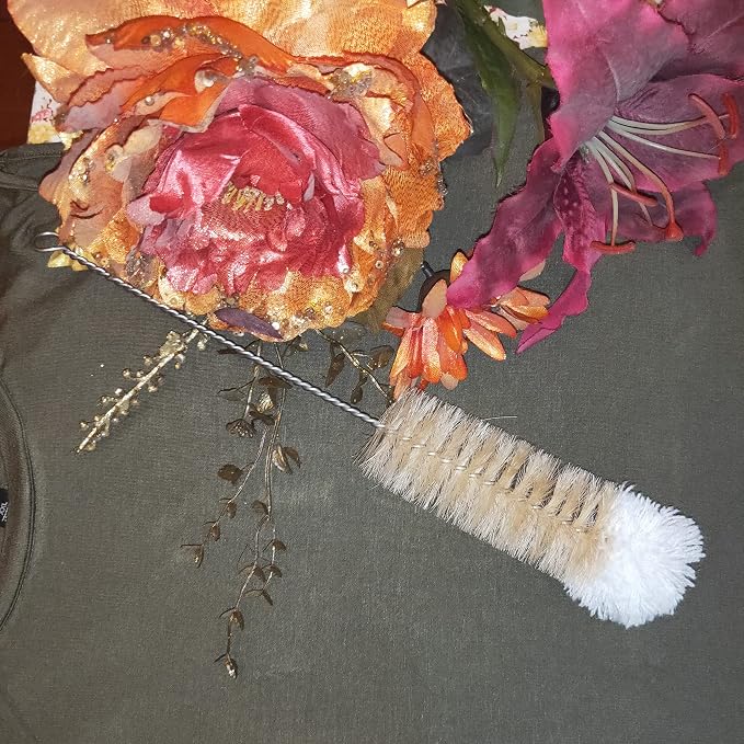 NewFerU Stainless Steel Soda Bottle Cleaning Brush in Natural Boar Bristle Wool - Image 4