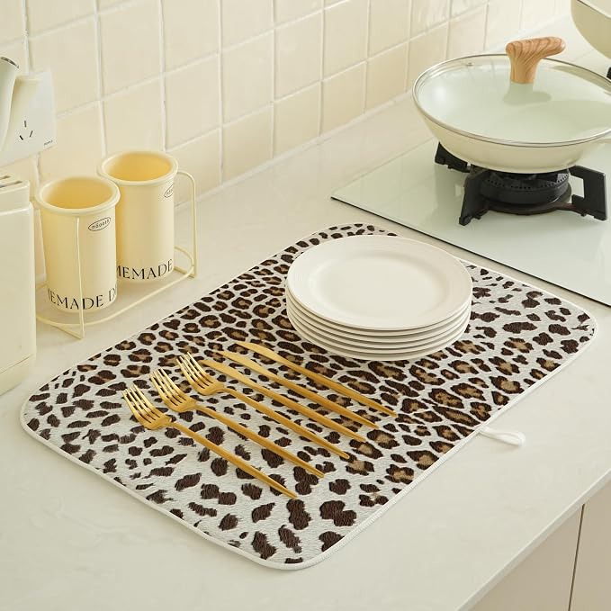 Brown Leopard Print Drying Mat 18x24 Inches - Image 6