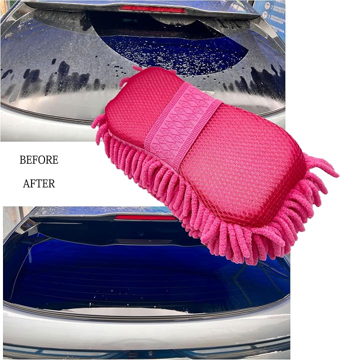 Microfiber Car Wash Sponge-Non-Scratch Wash Mitt-Two Sided Chenille Microfiber - Image 5