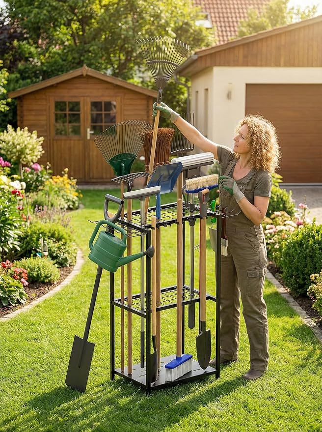 Garden Tool Organizer, 3-Tier Metal Yard Tool Rack - Image 2