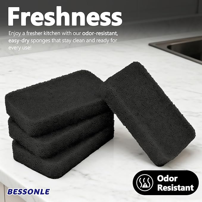 8 Pack Silicone Scrubbing Sponges, Heavy-Duty, Non-Scratch Kitchen Sponges - Image 5