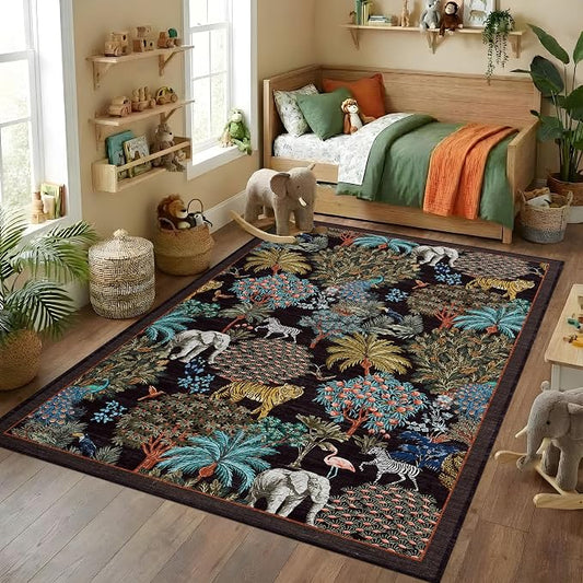 GarveeHome Jungle Animal Print Rug 3x5 Washable Area Rugs - Image 2