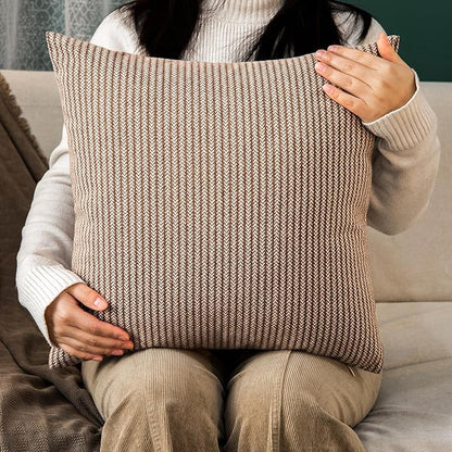 Throw Pillow Covers Square Pillow Cases for Farmhouse Cushion Case and Home Sofa Couch Decor Pack of 2,18x18 Inch Senior Brown Striped