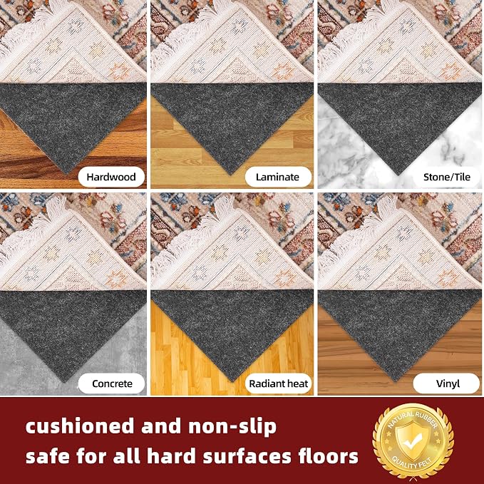 BAGAIL Felt and Natural Rubber Backing Rug Pads 1/4” Thick, 2 x 4 Ft Non Slip - Image 6