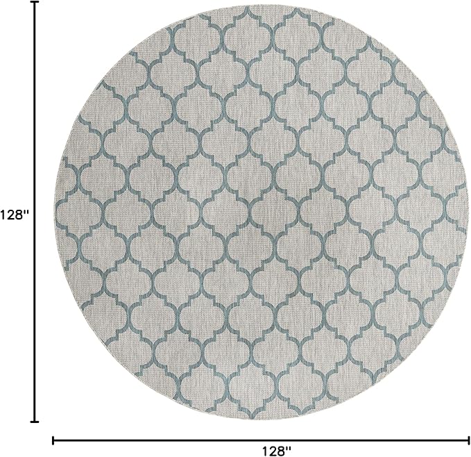 Unique Loom Outdoor Trellis Collection Area Rug - Trellis (Round 10' 8" x 10' 8", Gray/ Ivory)