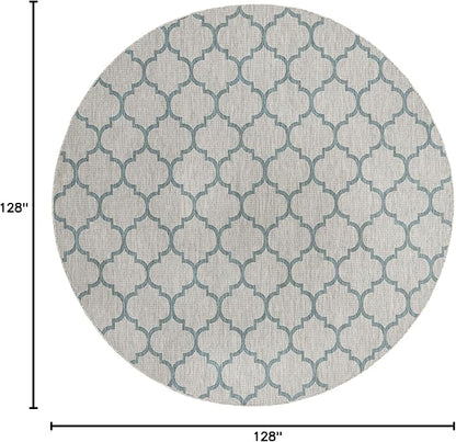 Unique Loom Outdoor Trellis Collection Area Rug - Trellis (Round 10' 8" x 10' 8", Gray/ Ivory)