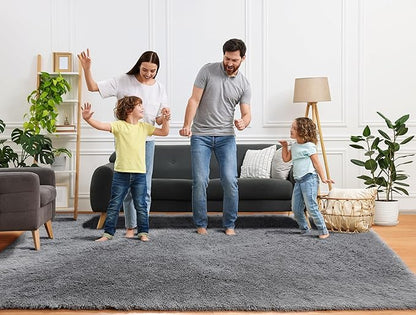 ONASAR Grey 6x9 Area Rugs for Living Room, Gray Large Fluffy Shag Rug for Bedroom, Washable Ultra Soft Plush Big Indoor Floor Carpet for Kids Girls Boys Baby Teen Dorm Nursery Home Decor Aesthetic