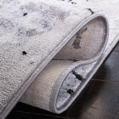 SAFAVIEH Amelia Collection Area Rug - 6'7" Square, Grey & Black, Modern Abstract Design, Non-Shedding & Easy Care, Ideal for High Traffic Areas in Living Room, Bedroom (ALA293K)