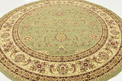Unique Loom Voyage Collection Traditional Oriental Classic Intricate Design Area Rug (8' 0 x 8' 0 Round, Green/Ivory)