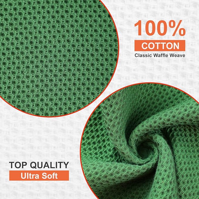 Kitinjoy 100% Cotton Kitchen Dish Cloths, 8 Pack Waffle Weave Ultra Soft - Image 2
