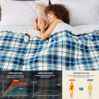 Heated Weighted Blanket for Adults Queen Size 15Lbs - 60"x80", 2-in-1 Electric Heating Pad Lap Heavy Blanket for 140-160lbs for Bed, 10 Heat Level 1-8H Auto Off, Christmas Birthday Gifts For Women Mom