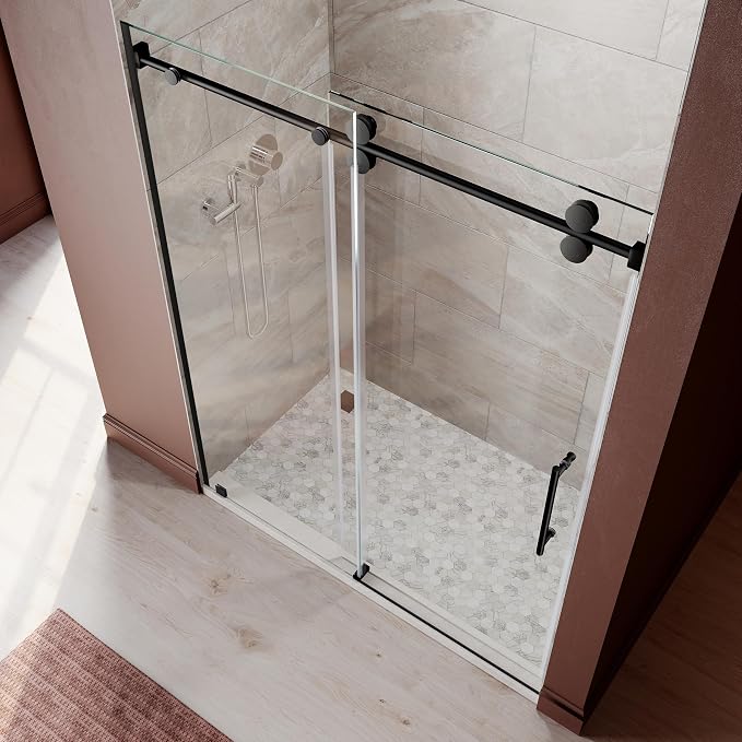 66-72 Inch x 80 Inch Sliding Frameless Shower Door, 3/8" Tempered Glass - Image 2