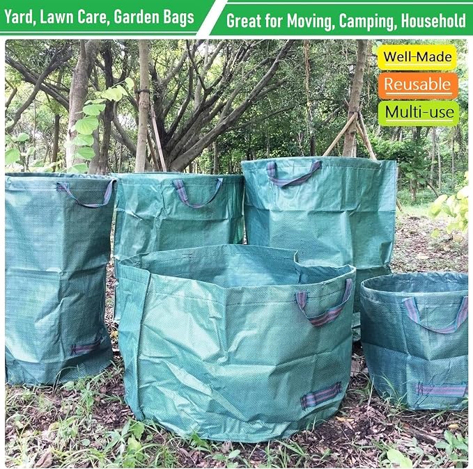 Professional 3-Pack 63 Gallons Lawn Garden Bags Reusable Yard Waste Bag - Image 6