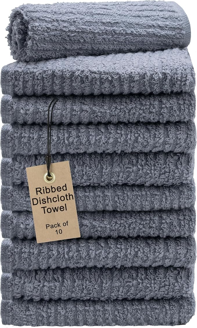 Textila Bar Mop Towels 12x12 Inch – Grey – Pack of 10 by TEXTILA
