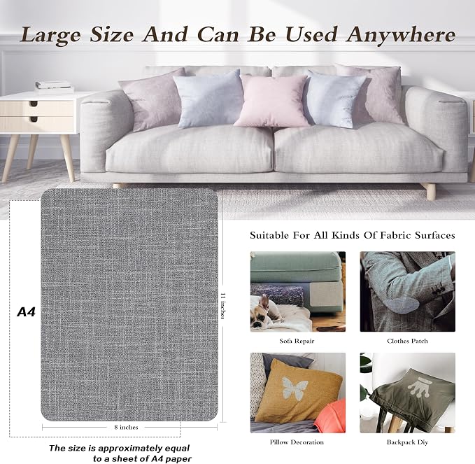 Fine Linen Repair Patches, Self-Adhesive Linen Fabric Patches, 8X11 inch 2 PCS - Image 4